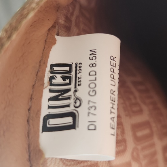 NEW Dingo Metallic Gold Fringe Heeled Cowboy Boots - Picture 3 of 9